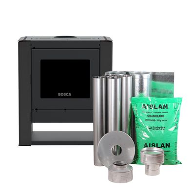 Pack Estufa a Leña Gold 500 Charcoal BV + kit de Instalación