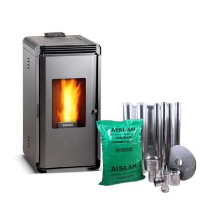 Estufa a pellet Hera + Charcoal + kit de Instalación