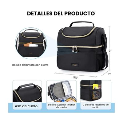 Imagen 2 del producto Tourit Lonchera Térmica de Doble Compartimiento 9L- Negro