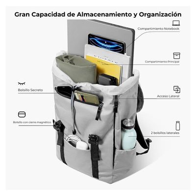 Imagen 2 del producto Tomtoc Mochila VintPack-A1 22L para Notebook hasta 15.6"" - Gris Claro