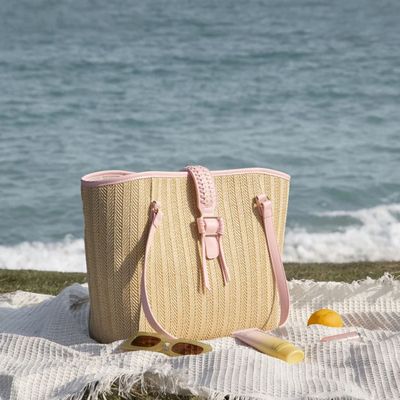 Imagen 2 del producto Ecosusi Cartera Tote Marina de Rafia Natural 14L para 14"" Rosado