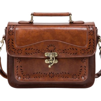 Ecosusi Bolso Bandolera Perforado para Mujer - Café