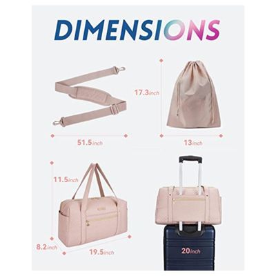 Imagen 2 del producto BAGSMART - Bolso de Mano para Viajes con Bolsa para Zapatos - Rosado
