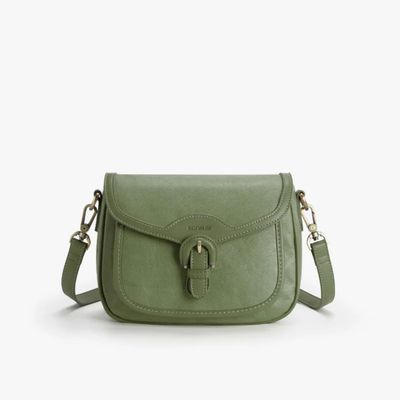 Ecosusi Cartera Bandolera Evelina de Papel Lavable Ecológico Verde Olivo