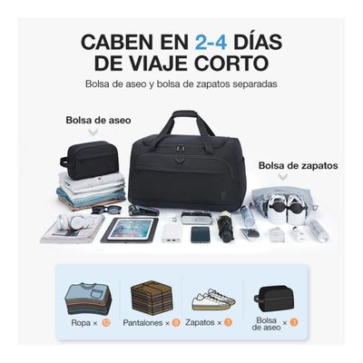Imagen 2 del producto Bagsmart Bolso Fin de Semana 38 L con Neceser y Zapatero Negro