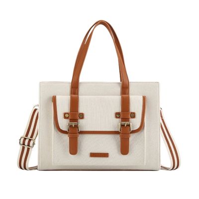 Ecosusi Bolso Tote Lienzo de Olivia para notebook 13"" -Blanco y Marrón