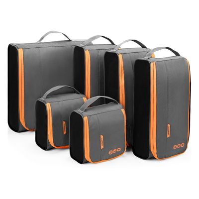 Bagsmart Organizadores de Equipaje Rígidos 6 piezas Gris y Naranja