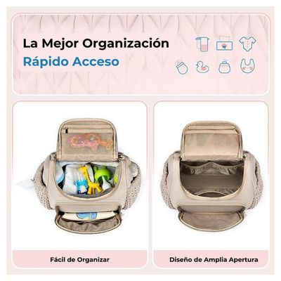 Imagen 2 del producto Mommore Mochila Pañalera Pqña Bolsillos Térmicos Marrón