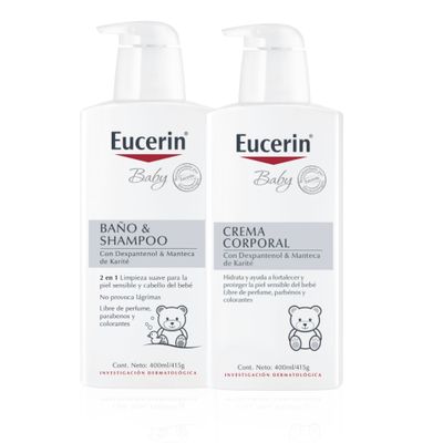 Imagen 1 del producto EUCERIN Pack Rutina Baby Baño & Shampoo 400ml + Crema 400ml