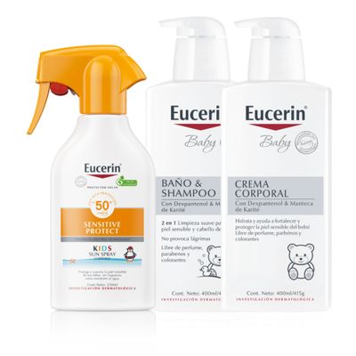 EUCERIN Pack Baby Baño&Shampoo+Crema+Protecror Solar FPS50