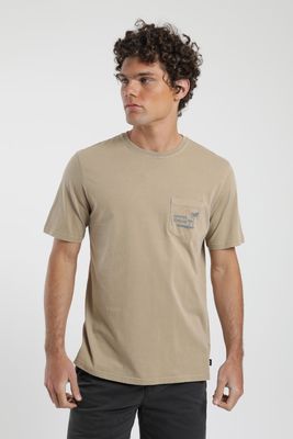Polera hombre manga corta Bolsillo camel Algodón orgánico Froens
