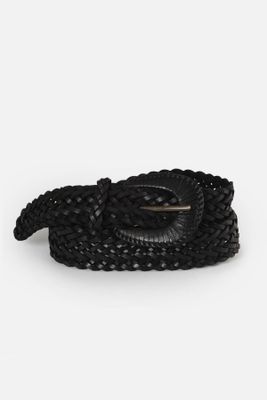 Cinturon Mujer Trenza Negro Froens -Cuero
