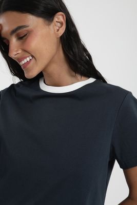 Imagen 2 del producto Polera mujer manga corta Round azul Algodón orgánico Froens