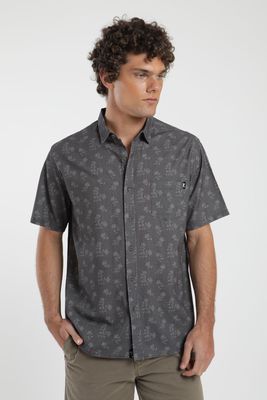 Camisa hombre manga corta Floral grafito Algodón orgánico Froens