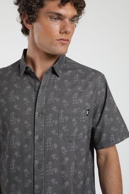 Imagen 2 del producto Camisa hombre manga corta Floral grafito Algodón orgánico Froens