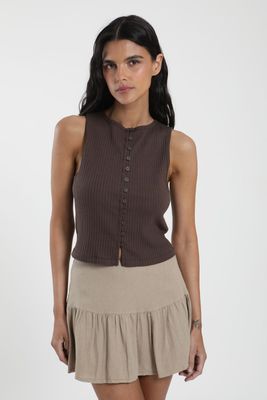 Imagen 2 del producto Polera mujer sin mangas Olympia café Algodón orgánico Froens