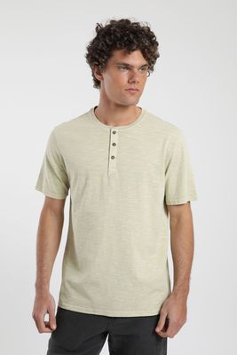 Polera hombre manga corta Mao beige Algodón orgánico Froens