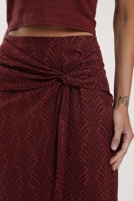 Falda larga Amber print burdeo Lino Froens