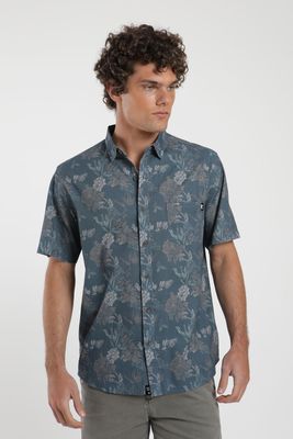 Camisa hombre manga corta Flores azul Viscosa Froens