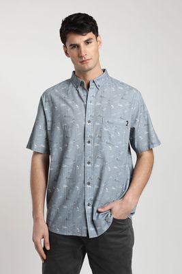 Camisa manga corta Viscosa Luau celeste