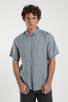 Camisa hombre manga corta azul Lino Froens