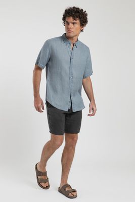 Imagen 2 del producto Camisa hombre manga corta azul Lino Froens