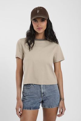 Polera mujer manga corta Round beige Algodón orgánico Froens