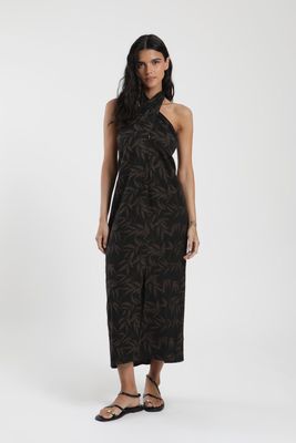 Vestido largo Crossprint Lino Froens