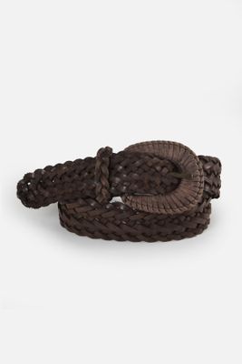 Cinturon Mujer Trenza Cafe Froens - Cuero