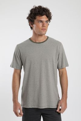 Imagen 1 del producto Polera hombre manga corta Rayas Tejida verde-Lino Froens