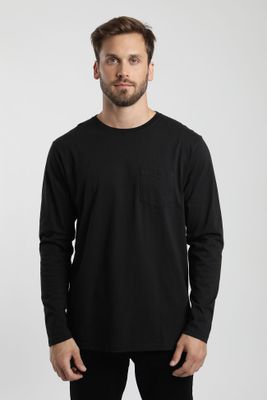 Polera manga larga hombre Bolsillo negro
