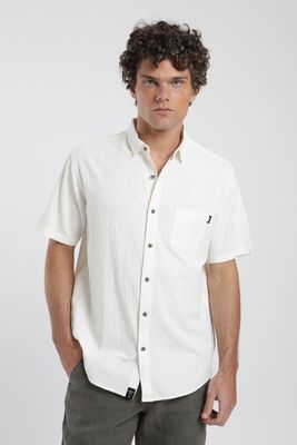 Camisa hombre manga corta Texture blanco Algodón orgánico Froens