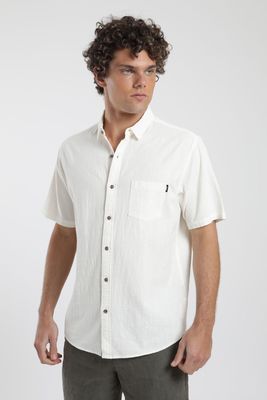 Imagen 2 del producto Camisa hombre manga corta Texture blanco Algodón orgánico Froens