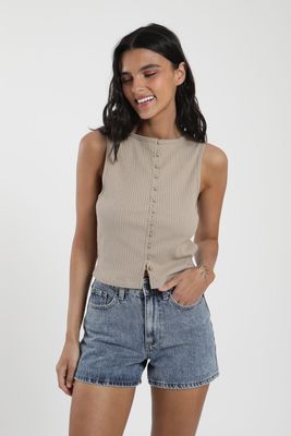 Polera mujer sin mangas Olympia beige Algodón orgánico Froens