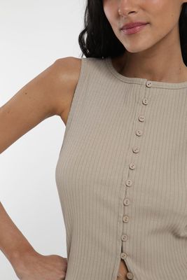 Imagen 2 del producto Polera mujer sin mangas Olympia beige Algodón orgánico Froens