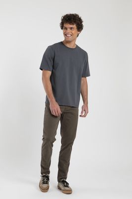 Polera hombre manga corta Heavyweight Plain grafito Algodón orgánico Froens