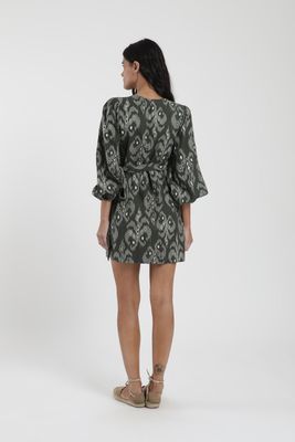 Vestido corto Wrap print Lino Froens