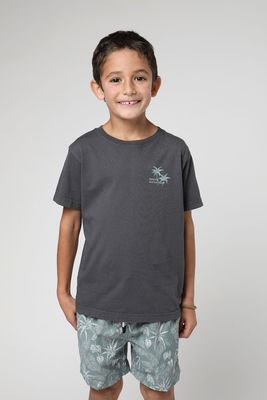 Polera manga corta kids Paraíso grafito
