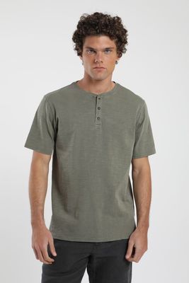 Polera hombre manga corta Mao verde Algodón orgánico Froens