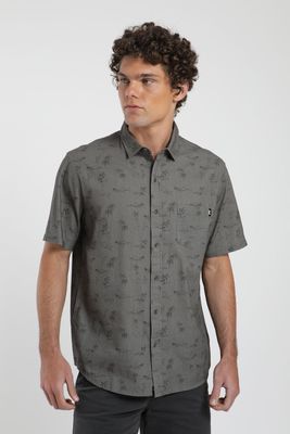 Camisa hombre manga corta Hawaii olivo Algodón orgánico Froens