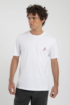 Polera hombre manga corta Martín Pescador blanco Algodón orgánico Froens
