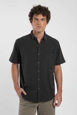 Camisa hombre manga corta Texture negro Algodón orgánico Froens