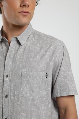 Imagen 2 del producto Camisa hombre manga corta Líneas Flores taupe Algodón orgánico Froens