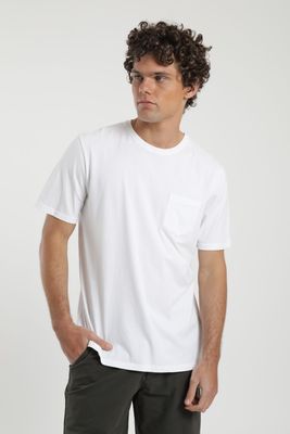 Polera hombre manga corta Bolsillo blanco Algodón orgánico Froens