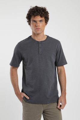 Polera hombre manga corta Mao grafito Algodón orgánico Froens