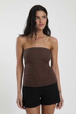 Blusa Strapless café Lino Froens