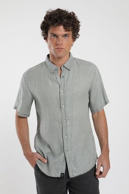 Camisa hombre manga corta verde Lino Froens
