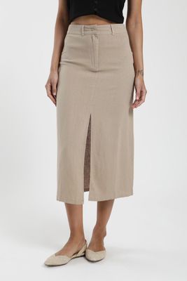 Falda larga Lisa beige Lino Froens