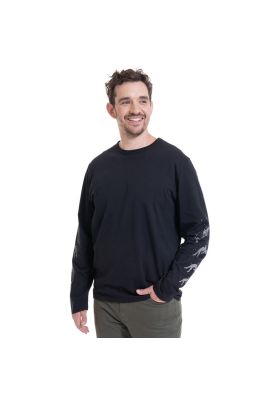 Polera Mangas Estampadas Negro