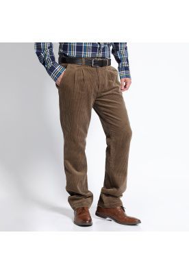 Imagen 1 del producto Pantalón Cotelé Con Pinzas Beige Oscuro